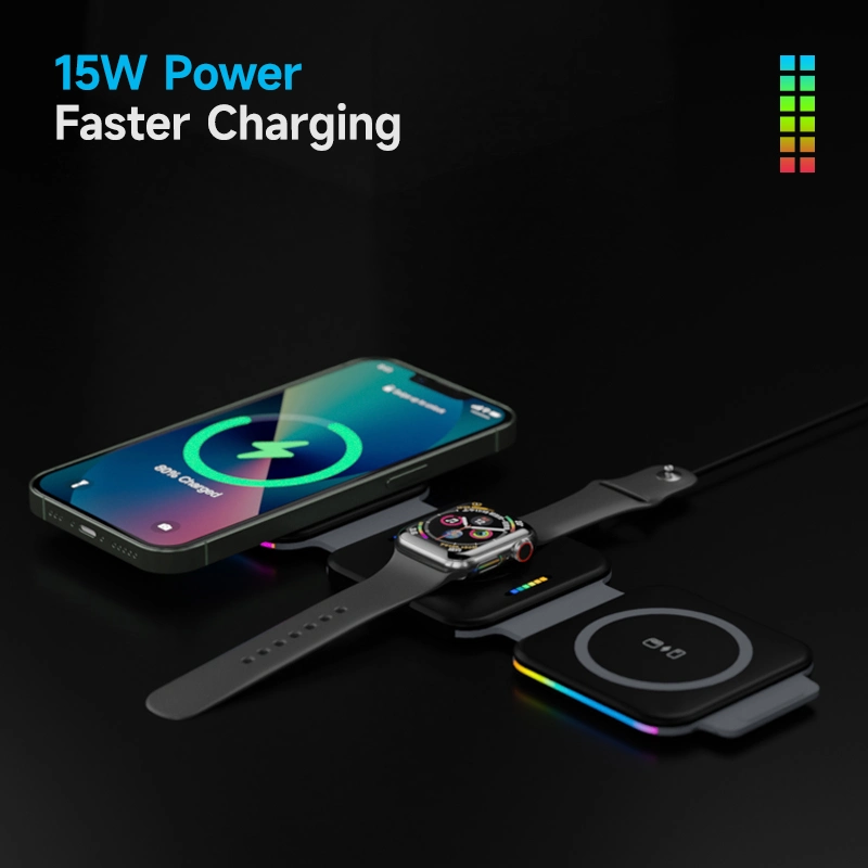 15W Foldable Qi Multiple Magnetic Wireless Charger Stand